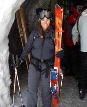 Beth emerging from Aguille du Midi exit tunnel